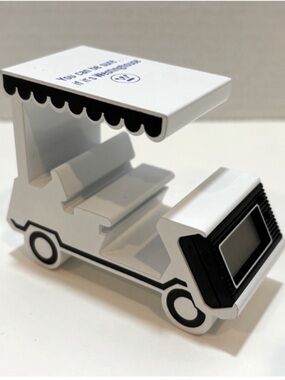 Vintage 1980’s Westinghouse Golf Cart Paperweight Clock in Box White Black Blue